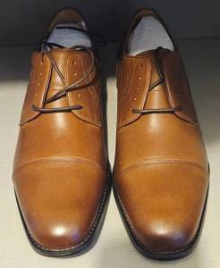 Johnson & Murphy Dress Shoes Cap Toe Tan Calfskin - Size 12 - In Box