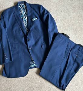 Bespoke Tailored Blue Italian Wool Suit - 44XL Long by MarzottoSu Misura for Sam Surin