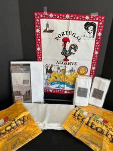 Portugal Algarve Table Linen Set - Napkins (8) & Aprons (2) & Towels & Chagall Tablecloth 60x84