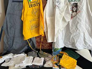 Mary Engelbreit Table Cover, Lands End Apron, Whats Cookin Napkins, Table Runner & Towels