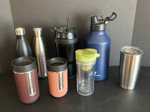 Insulated Water Bottles Lot - Nespresso Mugs, YETI, Hydro Flask, Aladdin (Lot of 7)