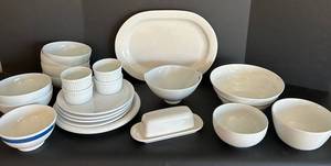 White Porcelain Dinnerware Set - 13 x 11 Platter & Assorted Bowls