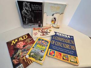 Lot of Comedy Books- Gary Larson The Far Side Gallery & The Far Side PreHistory MAD Golden Collection of Garbage A Compendium of Conundrums