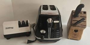 DeLonghi 2-Slice Toaster - ChefsChoice Sharpener - Wusthof Trident Knife Block (Lot of 3)