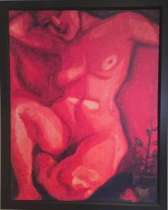Marc Chagall - Red Nude Sitting Up - Framed Reproduction Canvas Print