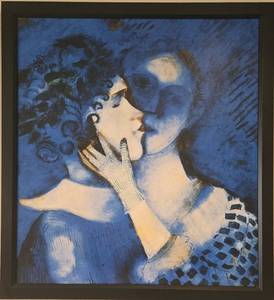 Marc Chagall - 1914 Lovers in Blue Framed Canvas Reproduction Print