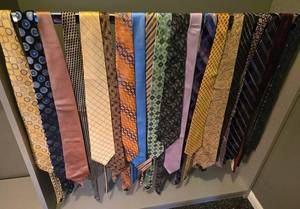 Designer Mens Ties - 20-Piece Brand Mix Michael Kors, Hugo Boss, Calvin Klein, Daniel De Fasson Studio