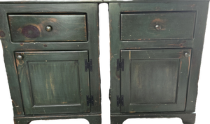 Pair of Vintage Green Painted Wood Night Stands