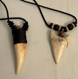 Bear Tooth Pendant Necklace 3 & Shark Tooth Pendant Necklace 2