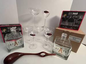 Riedel Nick & Nora Glasses (4 Pcs) - Camille Champagne Coupes (4 Pcs) - Ayate Tequila Decanters (2) - Wooden Wine Opener