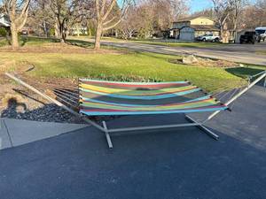 Hammock with Stand - Colorful Striped Outdoor Hammock