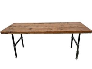 Artisan crafted Wood Table - Industrial Pipe Base Frame, 6 ft L x 28 in W x 30 in H