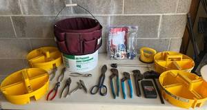 JobBoss Burgundy Tool Pouch with Stackers & Assorted Hand Tools