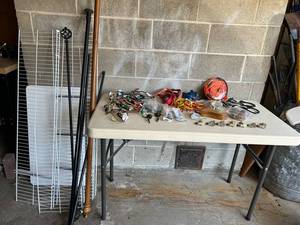 Corian White Table Top - Curtain Rods & Wire Shelves - Ratchet Straps, Bungee Cords & Hooks