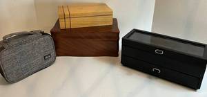 Sisma 4-Piece Jewelry Display Box Set Glass-Top Box, Wood Boxes, Travel Case