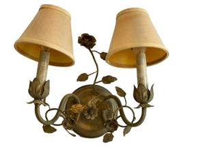 Floral Two-Arm Wall Sconce - Bronze Finish - 11 in Wide x 10 in Tall