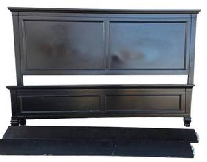 King Bed Frame - Black with Side Rails & Wood Supports