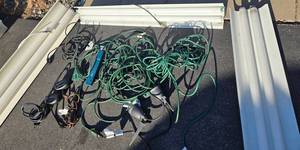 Fluorescent Shop Lights - Ceiling Plug-In - 4ft (Lot of 3) & Extension Cords