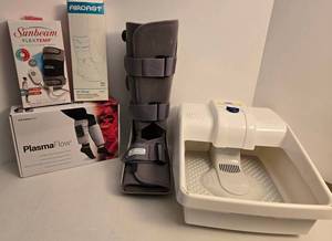 Orthopedic Rehab Lot - Dr. Scholls Foot Spa, Limb Compression Device, Aircast Ankle Brace, & Sunbeam Joint Wrap