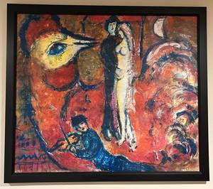 Chagall Mariage au Coq Rouge - Screen Print on Canvas 29x26 in