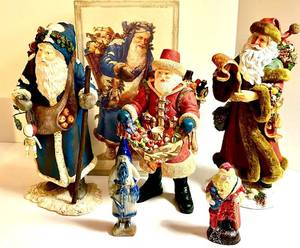 Various Vintage Santa Figurines Collection 12 tallest