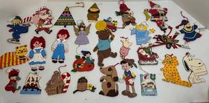 Wooden Christmas Ornaments - Vintage Folk Art Hand-Painted, Assorted Characters & Animals