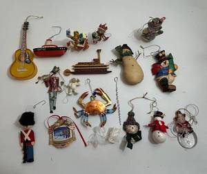 Vintage Christmas Ornaments Collection - Snowmen, Soldiers, Boats & More