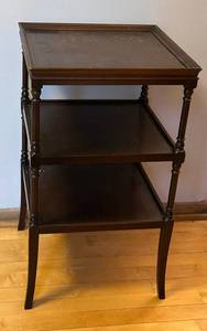 Ferguson Bros Mfg Co Hoboken NJ Etagere End Table - 3-Tier, Dark Wood Finish
