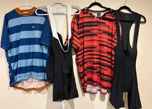 Twinsix Striped Cycling Jerseys - Black Bib Shorts - Mens XXL