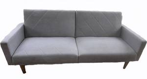 Gray Upholstered Diamond Quilt Back Sofa wWooden Legs - Fold Flat