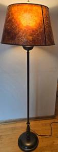 Vintage Style Floor Lamp - Dark Bronze Base, Brown Parchment Shade
