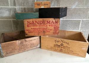 Vintage Wooden Fruit, Wine, Dairy, Cigar, Paper & Rare Scotch Whisky Crates (Lot of 7)