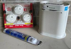 First Alert 3-Pack Smoke & Fire Alarm - Honeywell Air Purifier - Amerelle 13in Under-Cabinet Light