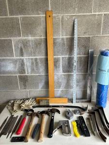 Handyman Tools Bundle Hammers, Crowbars, Rulers, T-Squares, Files & More