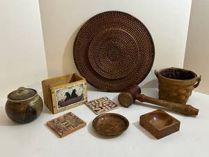 Longaberger Basket, Vintage Woven Basket, Antique Gavel & More Decorative Items