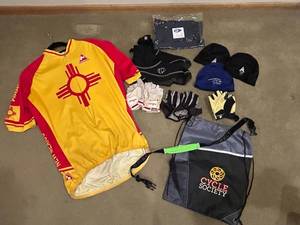 Cycle Society Gear Bundle - NM Zia Sun Cycling Jersey, SPIbelt Bag, Gloves, Beanies & More