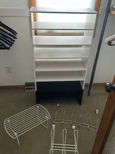 Stackable Shoe Shelves 31-in - 4-Pack - Wire Riser - Over-the-Door Hooks