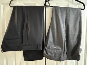 Bespoke Sam Surin Tailored Mens Pants - 44W x 31Inseam Lightweight Italian Wool Windowpane (Lot of 2)