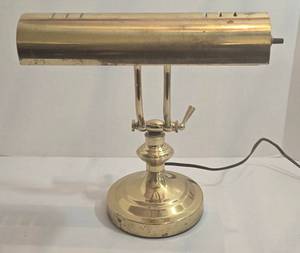 Vintage Brass Desk Lamp with Adjustable Shade & Arm