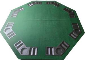 Octagonal Poker Table Top - Green Felt With 8 Edge Card & Cup Racks