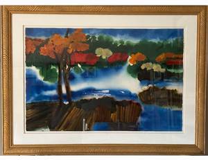 Michael Daly Original Watercolor Landscape - Extra Large, Framed Under Glass&nbsp;