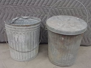 VINTAGE GALVANIZED GARBAGE CANS