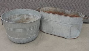 GALVANIZED PLANTER AND LAUNDRY BOILER