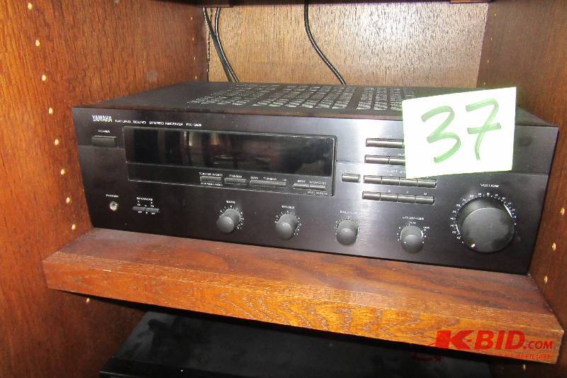 lot 37 image: Yamaha Receiver, Kenwood CD Player, 2 Klipsch speakers