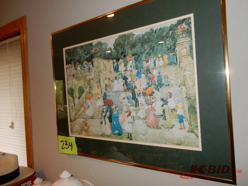 lot 234 image: Watercolor of People miling on a stairway