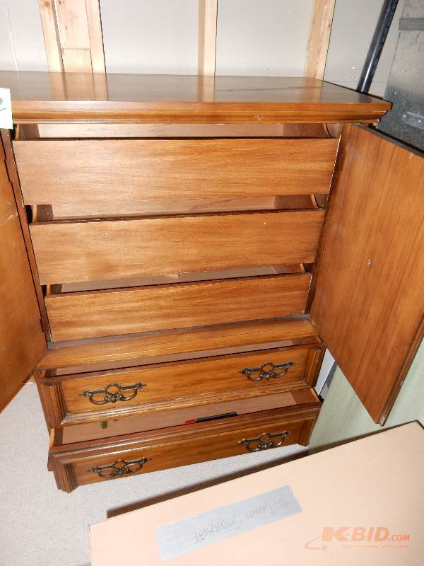 lot 252 image: Nice Solid Armoire type of Dresser.. Doors open to the drawers