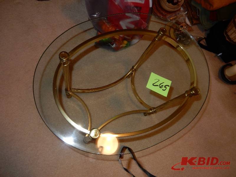 lot 265 image: Glass and Brass End table