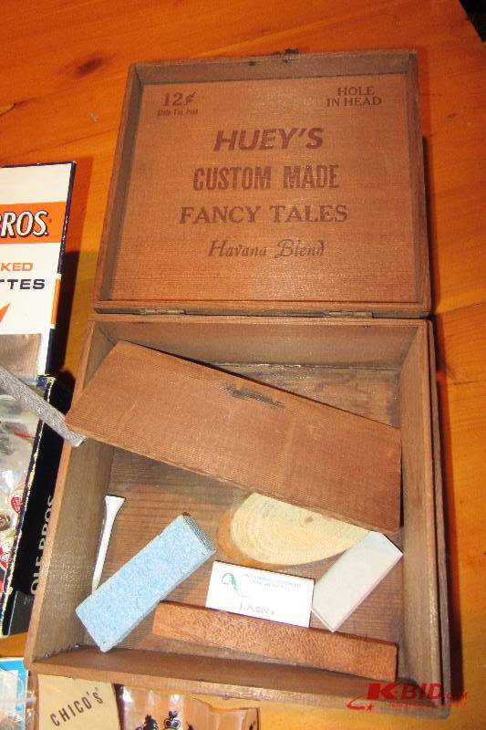 lot 220 image: 2 Cigar boxes, metal storage box