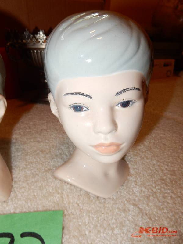 lot 277 image: Porcelain Head statues, Boy, Girl