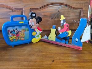 Vintage Mickey Mouse Toy, Works. Very Old Wooden Toy